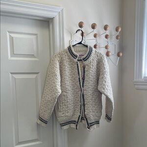 Campus Paddler - Cottagecore Wool Button Down Cardigan Knitted Sweater - Cream M